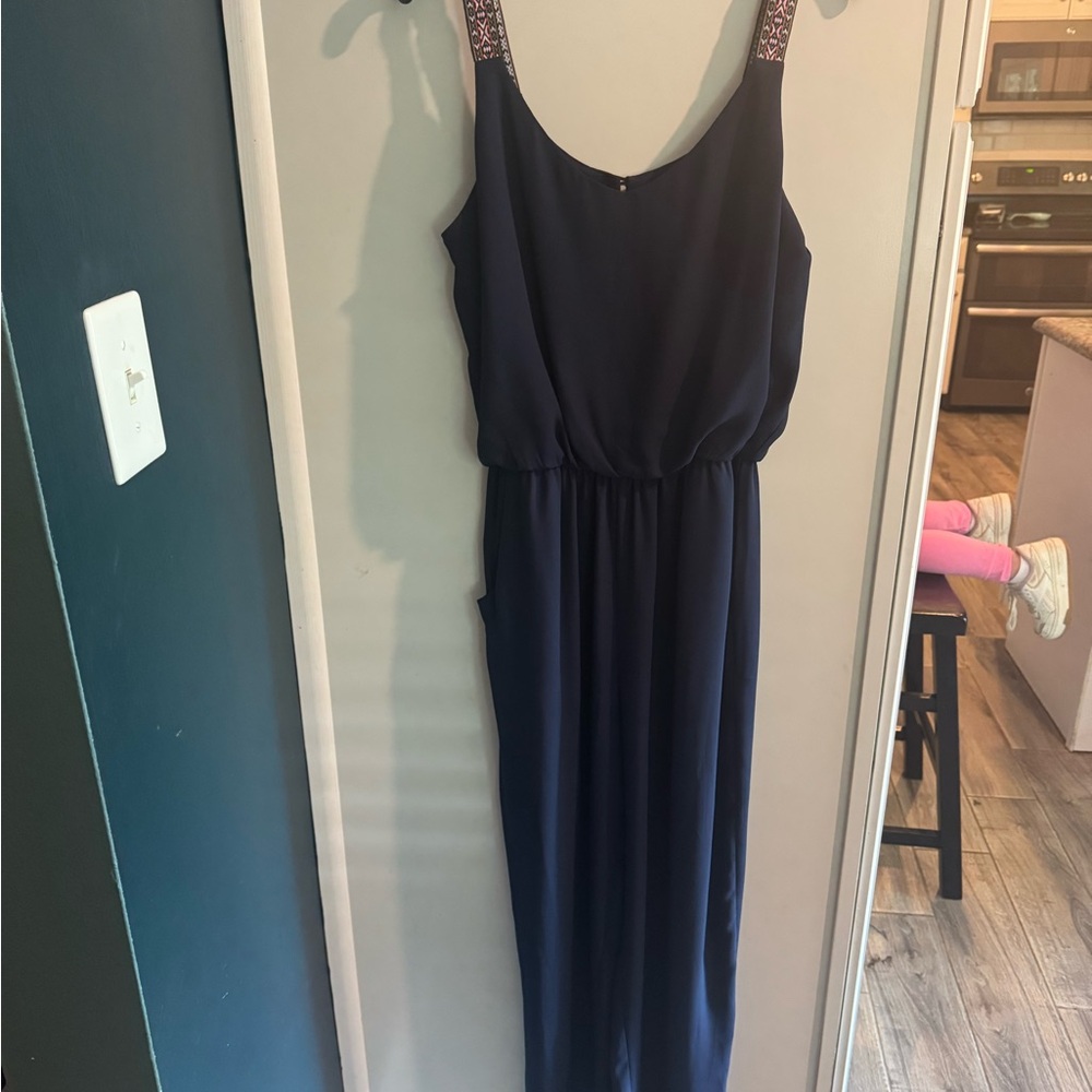 I.N. San Francisco Blue Sleeveless Scoop Neck Jumpsuit